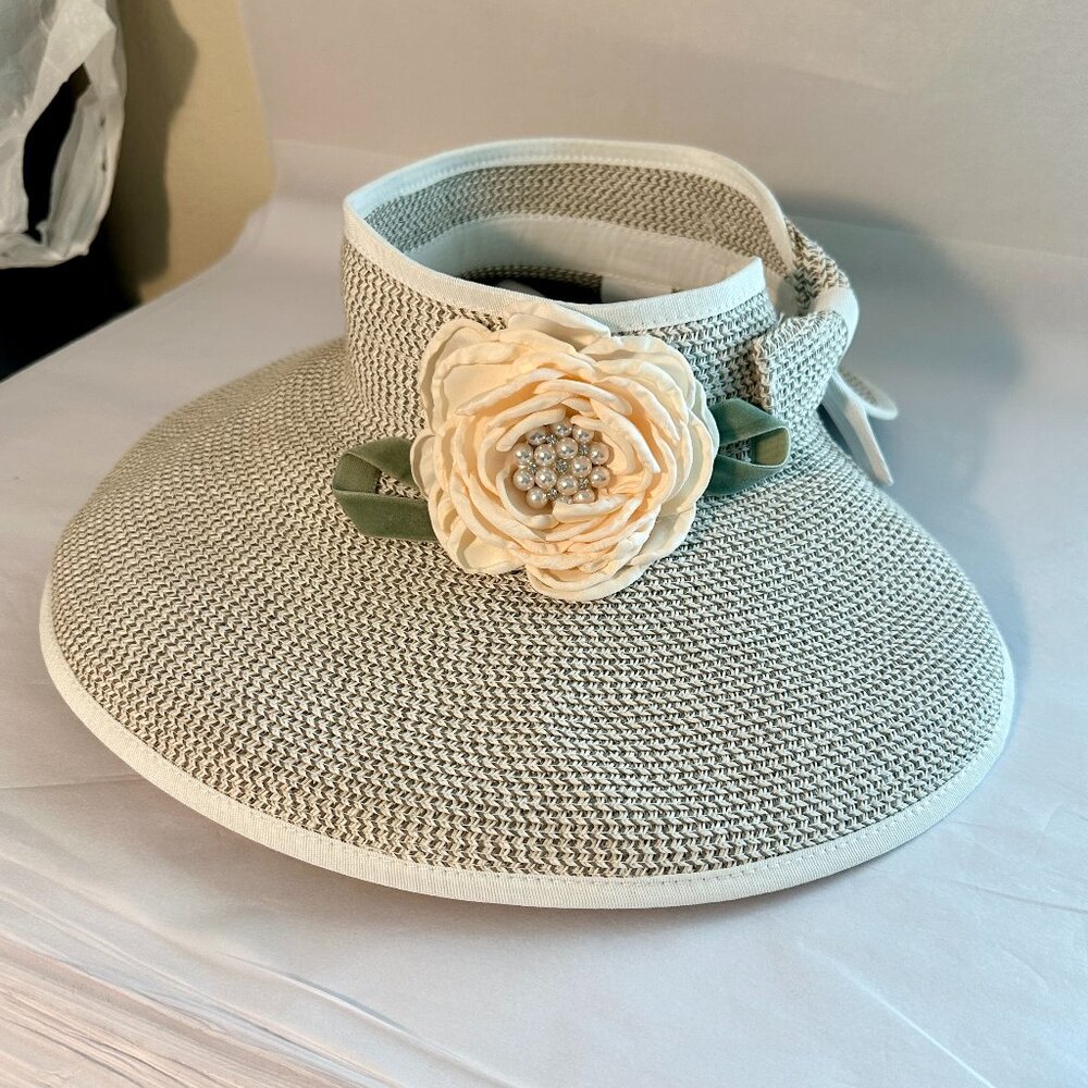 Sonoma Goods For Life Roll Up Ultra-Braid Wide Brim Visor Hat Coastal Wedding